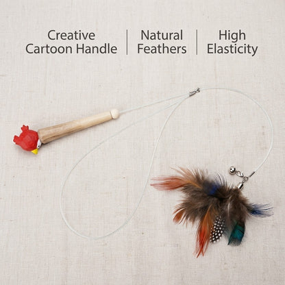 FUREVER365 YM-31 Creative Handle Cat Teaser - Ergonomic Grip High-Elasticity Steel Wire Feather Toy