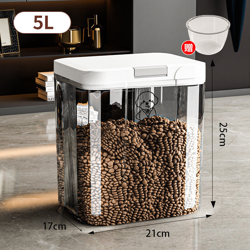 Transparent Airtight Pet Food Storage Container Moisture Proof Sealing Bucket for Cat Dog Food 2.9L-15L