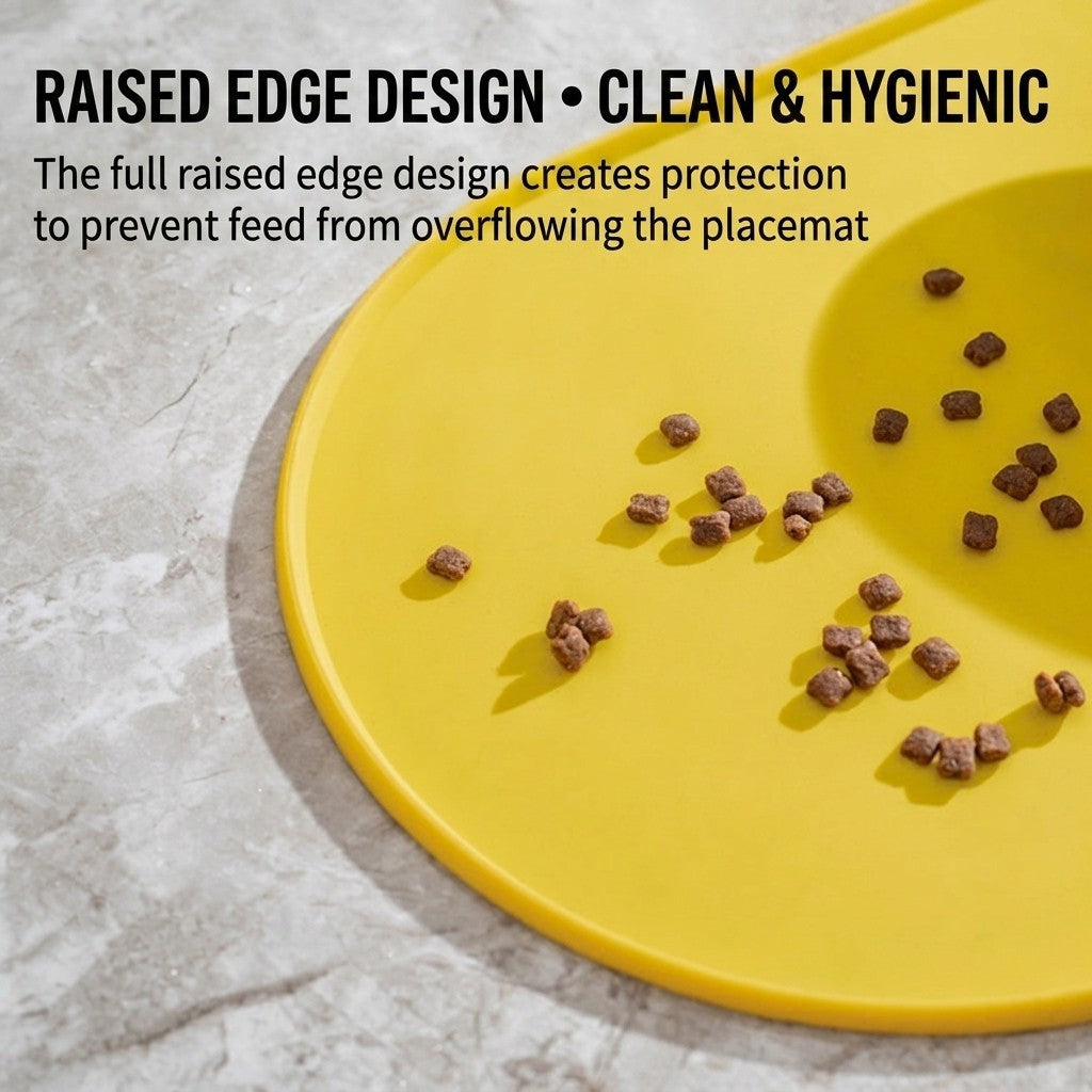 Oval Silicone Pet Placemat Waterproof Anti-Slip Food Bowl Mat Overflow Proof Easy Clean Alas Kucing