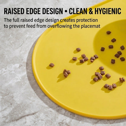 Oval Silicone Pet Placemat Waterproof Anti-Slip Food Bowl Mat Overflow Proof Easy Clean Alas Kucing