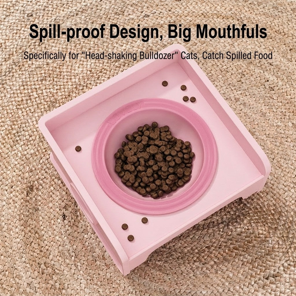 Splicable Elevated Cat Bowl Ceramic Anti-Black Chin Neck Protection Dog Food Water Bowl Mangkuk Kucing