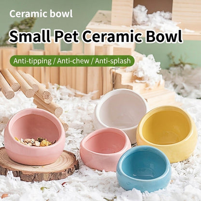 Ceramic Hamster Bowl Slanted Food Feeder Anti-Bite Stable Parrot Sugar Glider Bowl Bekas Makan Hamster