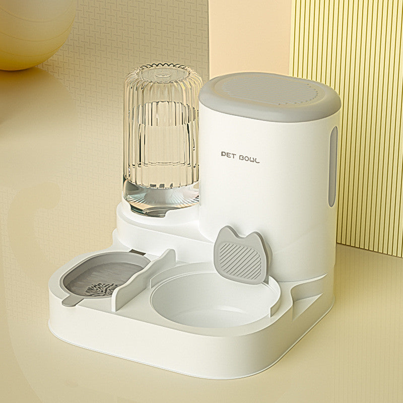 2-in-1 Automatic Pet Feeder Water Dispenser Set Integrated Cat Dog Food Bowl Gravity Waterer Bekas Makan