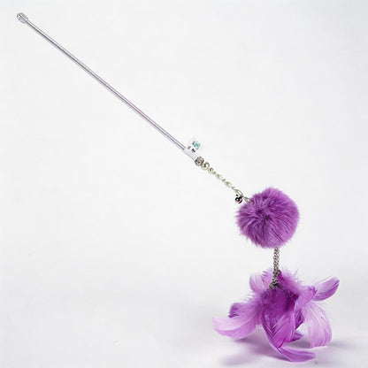 FUREVER365 TM-20 Fairy Wand Cat Teaser - Crystal Tube Handle Colorful Feather Tassel & Bell Toy