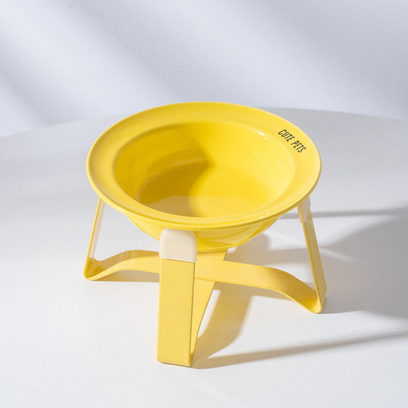 Korean Style Elevated Ceramic Pet Bowl Anti-Black Chin Neck Protection Cat Dog Food Water UFO Bowl