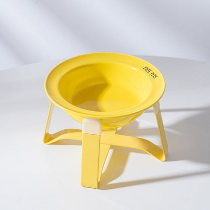 Korean Style Elevated Ceramic Pet Bowl Anti-Black Chin Neck Protection Cat Dog Food Water UFO Bowl