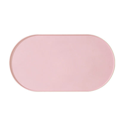 Oval Silicone Pet Placemat Waterproof Anti-Slip Food Bowl Mat Overflow Proof Easy Clean Alas Kucing