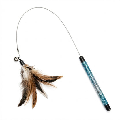 FUREVER365 YM-04 Long Feather Cat Teaser - Extra Long High-Elasticity Steel Wire Bouncing Wand Toy