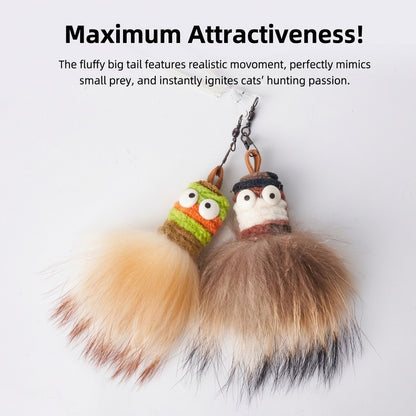 FUREVER365 HM-61 Squeaky Monster Cat Teaser - High-Elasticity Spring Wand with Physical Sounder Toy