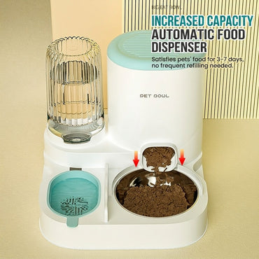 2-in-1 Automatic Pet Feeder Water Dispenser Set Integrated Cat Dog Food Bowl Gravity Waterer Bekas Makan
