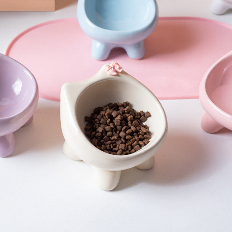 Ins Style Premium Ceramic Pet Bowl Cat Dog Food Water Basin Anti-Black Chin Heavy Duty Mangkuk Kucing