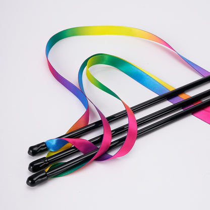 FUREVER365 TM-33 Minimalist Ribbon Cat Teaser - Lightweight PVC Wand Soft Fluttering Interaction Toy