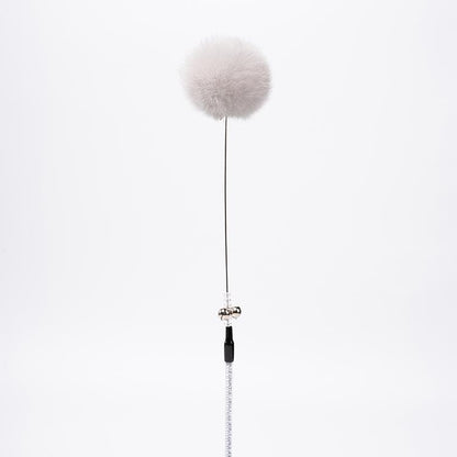FUREVER365 TM-22 Rabbit Fur Ball Cat Teaser - Agile Short Wand High-Elasticity Steel Wire Toy