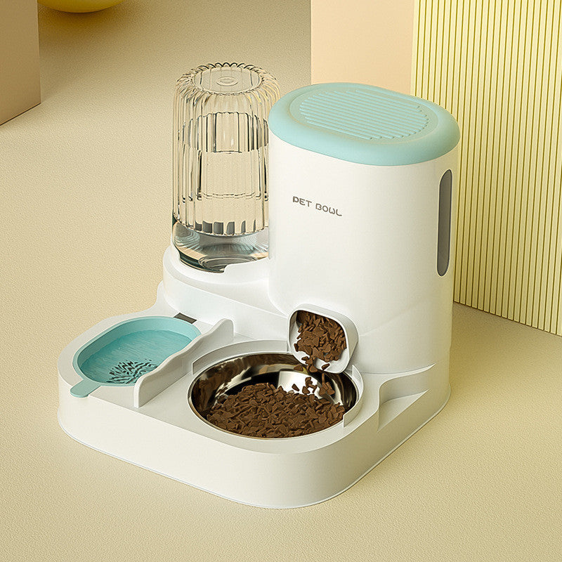 2-in-1 Automatic Pet Feeder Water Dispenser Set Integrated Cat Dog Food Bowl Gravity Waterer Bekas Makan