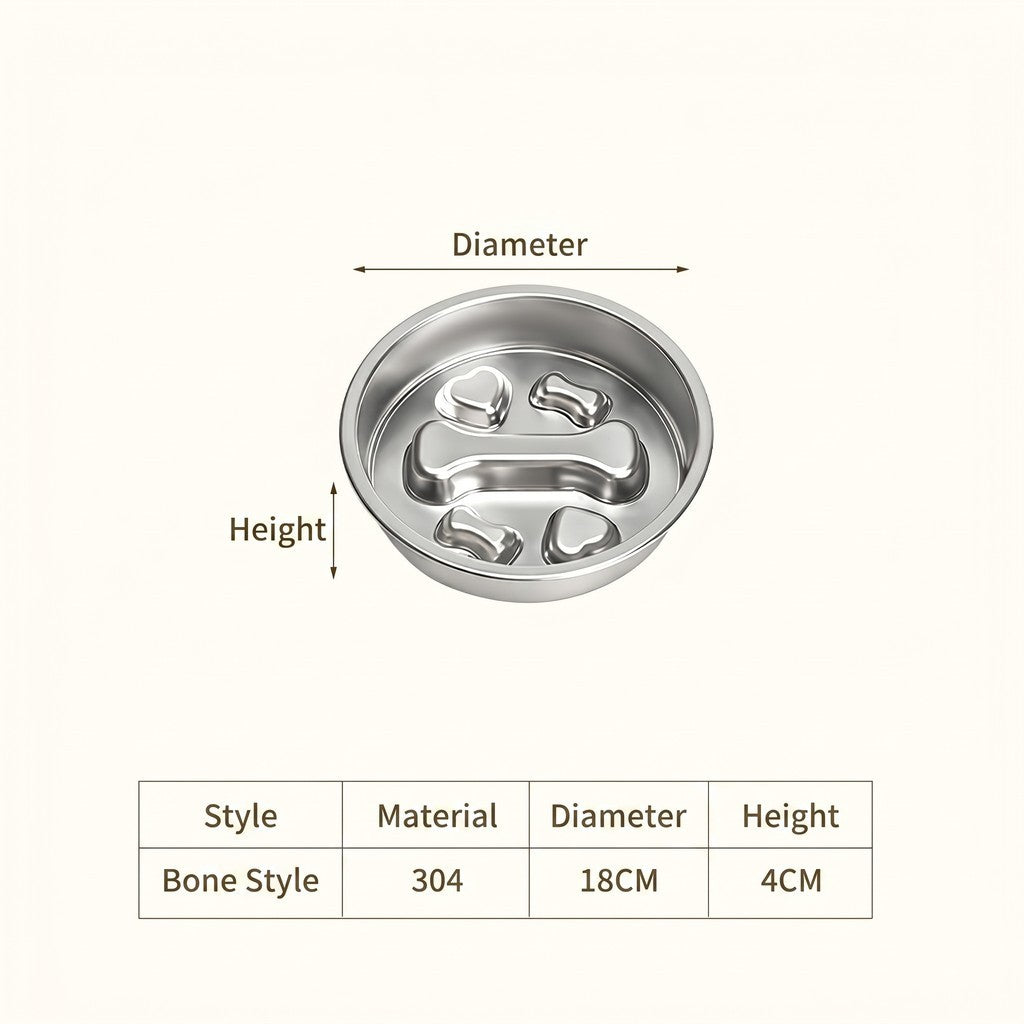 [READY STOCK] Stainless Steel Slow Feeder Bowl for Dog Cat Anti-Choking Healthy Diet Pet Food Basin