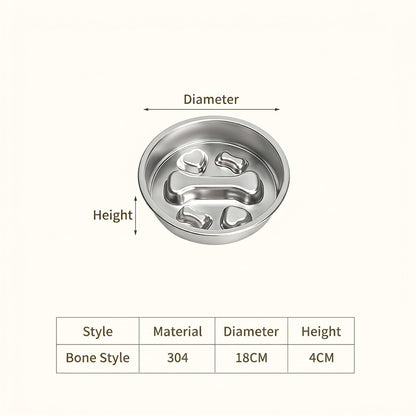 [READY STOCK] Stainless Steel Slow Feeder Bowl for Dog Cat Anti-Choking Healthy Diet Pet Food Basin