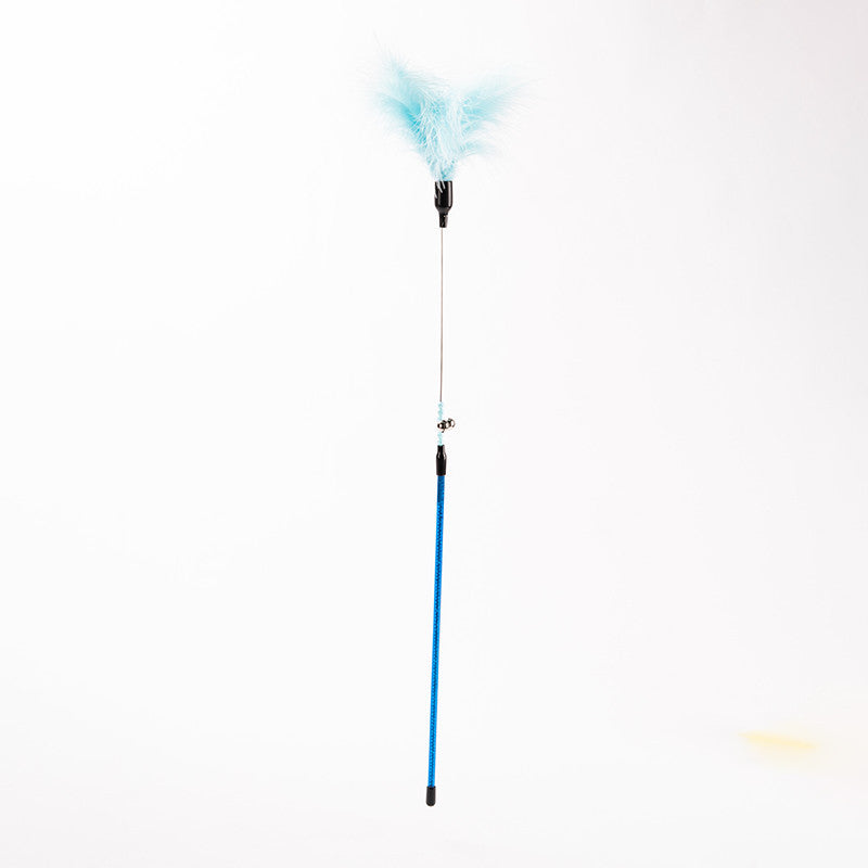 FUREVER365 YM-03 Feather Cat Teaser - High-Elasticity Steel Wire Bite-Resistant Interactive Wand Toy