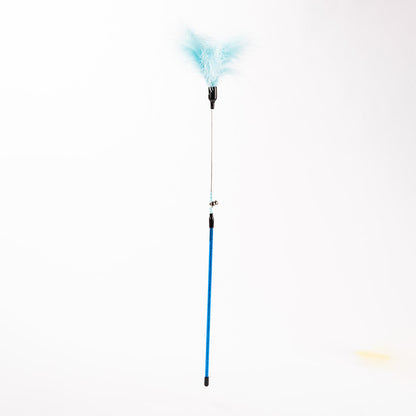 FUREVER365 YM-03 Feather Cat Teaser - High-Elasticity Steel Wire Bite-Resistant Interactive Wand Toy