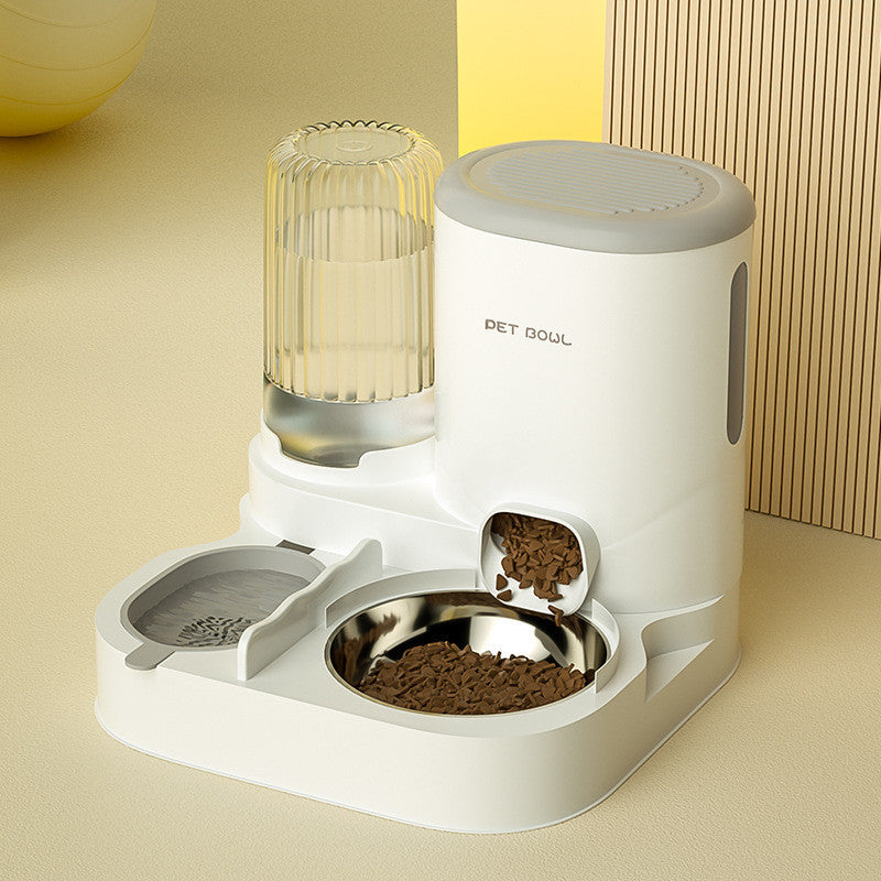 2-in-1 Automatic Pet Feeder Water Dispenser Set Integrated Cat Dog Food Bowl Gravity Waterer Bekas Makan