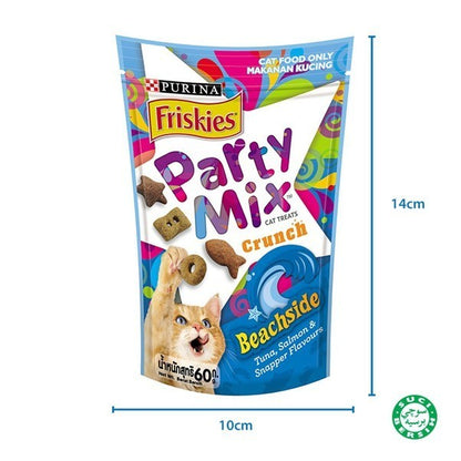 Friskies Party Mix Treat Dry Cat Snack (Classic/Mixed/Beach) 60G