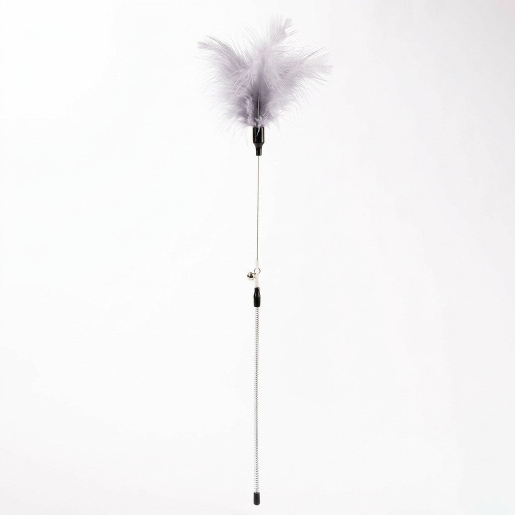 FUREVER365 YM-03 Feather Cat Teaser - High-Elasticity Steel Wire Bite-Resistant Interactive Wand Toy