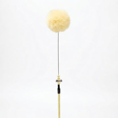 FUREVER365 TM-22 Rabbit Fur Ball Cat Teaser - Agile Short Wand High-Elasticity Steel Wire Toy