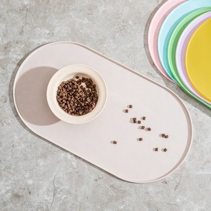 Oval Silicone Pet Placemat Waterproof Anti-Slip Food Bowl Mat Overflow Proof Easy Clean Alas Kucing
