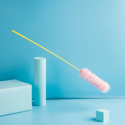 FUREVER365 TM-10 Rabbit Fur Ball Cat Teaser - Durable PVC Wand Wire Interaction Toy