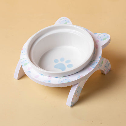 Elevated Ceramic Cat Bowl Tilted Neck Protection Double Bowl Anti-Black Chin Dog Food Water Feeder