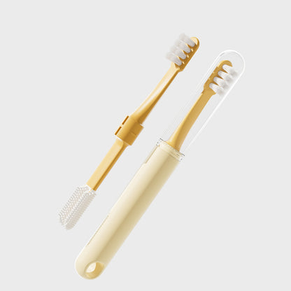 DONE 2-in-1 Pet Dual-Head Toothbrush Silicone Soft Bristle Dog Cat Dental Care Kit Plaque Tartar Remover