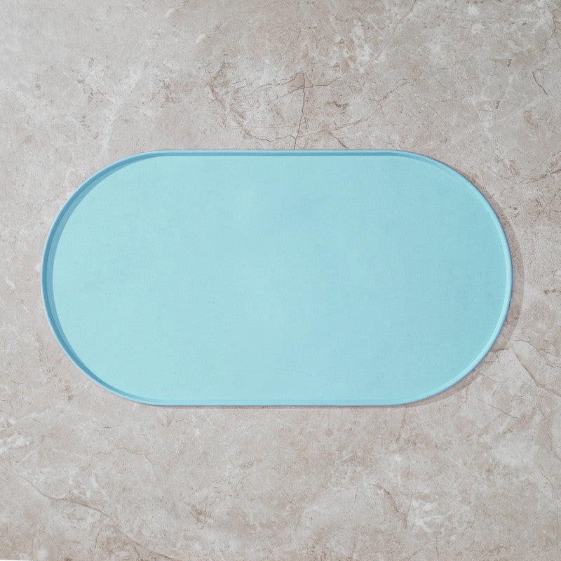 Oval Silicone Pet Placemat Waterproof Anti-Slip Food Bowl Mat Overflow Proof Easy Clean Alas Kucing