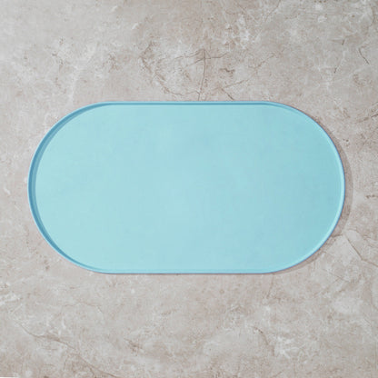 Oval Silicone Pet Placemat Waterproof Anti-Slip Food Bowl Mat Overflow Proof Easy Clean Alas Kucing