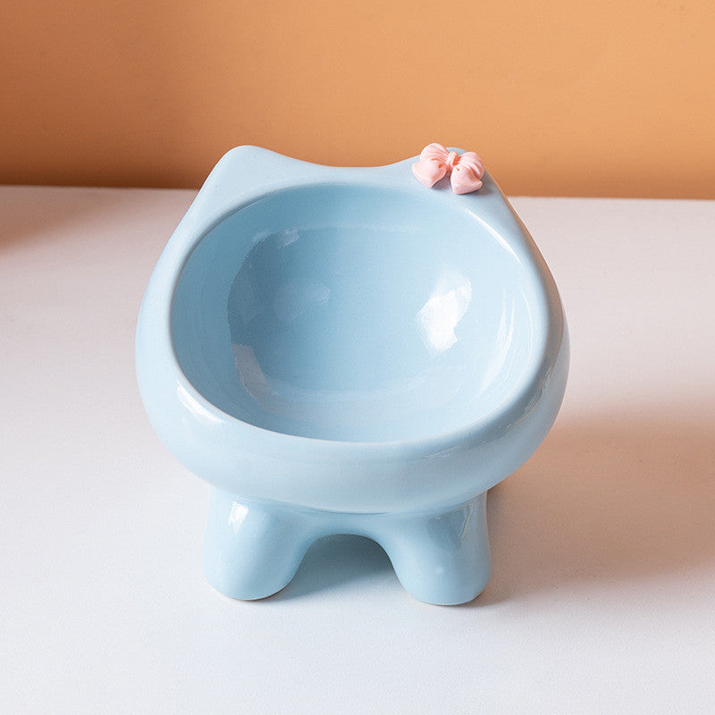 Ins Style Premium Ceramic Pet Bowl Cat Dog Food Water Basin Anti-Black Chin Heavy Duty Mangkuk Kucing