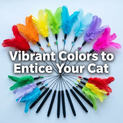 FUREVER365 YM-03 Feather Cat Teaser - High-Elasticity Steel Wire Bite-Resistant Interactive Wand Toy