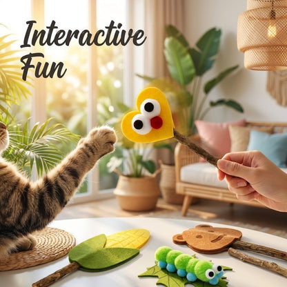 FUREVER365 MT Felt Silver Vine Cat Toy - Natural Actinidia Dental Stick with Soft Handmade Felt Lure