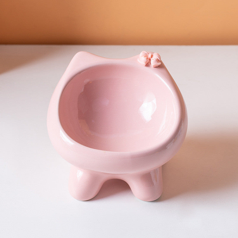 Ins Style Premium Ceramic Pet Bowl Cat Dog Food Water Basin Anti-Black Chin Heavy Duty Mangkuk Kucing