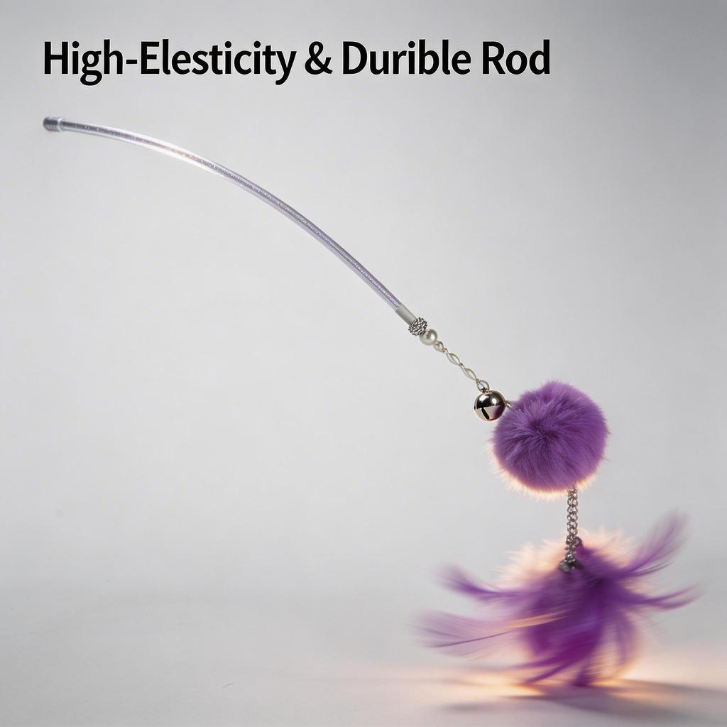 FUREVER365 TM-20 Fairy Wand Cat Teaser - Crystal Tube Handle Colorful Feather Tassel & Bell Toy