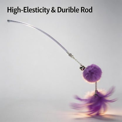 FUREVER365 TM-20 Fairy Wand Cat Teaser - Crystal Tube Handle Colorful Feather Tassel & Bell Toy