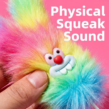 FUREVER365 100cm Rainbow Cat Teaser Wand - Extra Long Flexible Rod with Soft Squeaky Rainbow Tail