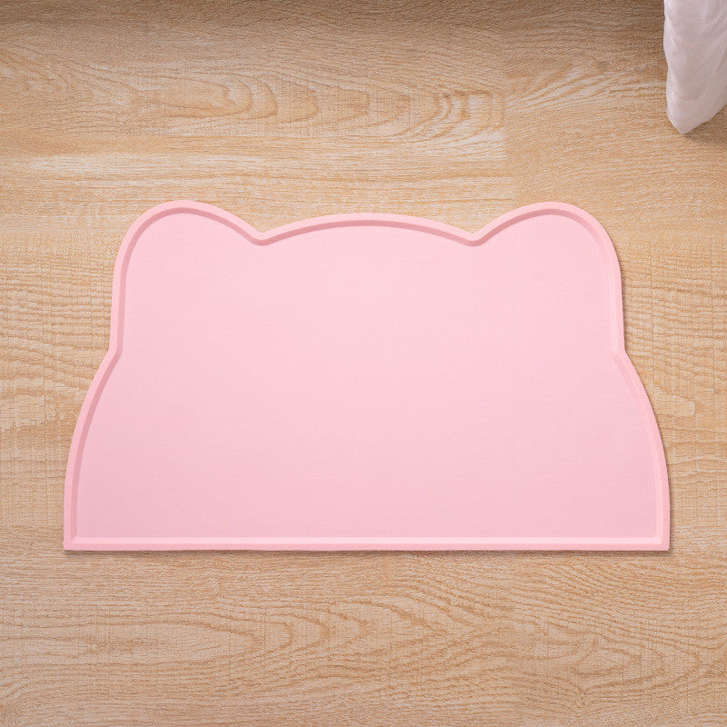 Cat Head Silicone Pet Placemat Waterproof Anti-Slip Food Bowl Mat Overflow Proof Easy Clean Alas Makan