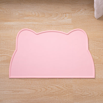 Cat Head Silicone Pet Placemat Waterproof Anti-Slip Food Bowl Mat Overflow Proof Easy Clean Alas Makan