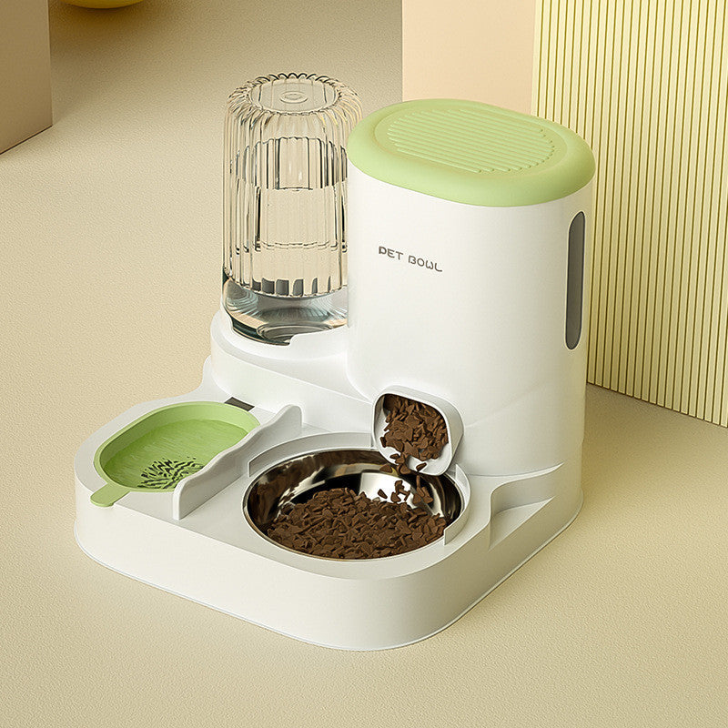 2-in-1 Automatic Pet Feeder Water Dispenser Set Integrated Cat Dog Food Bowl Gravity Waterer Bekas Makan