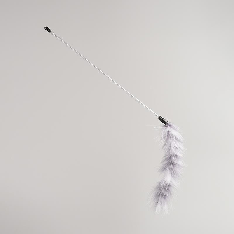 FUREVER365 TM-26 Turkey Feather Cat Teaser-Durable PVC Wand High-Elasticity Steel Wire Bouncing Toy