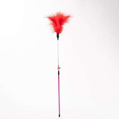 FUREVER365 YM-03 Feather Cat Teaser - High-Elasticity Steel Wire Bite-Resistant Interactive Wand Toy