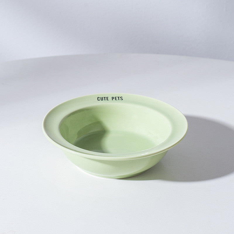 Korean Style Elevated Ceramic Pet Bowl Anti-Black Chin Neck Protection Cat Dog Food Water UFO Bowl