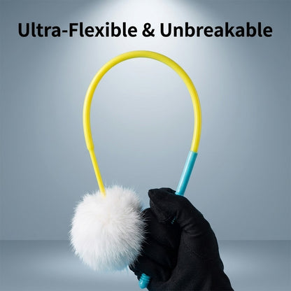FUREVER365 TM-10 Rabbit Fur Ball Cat Teaser - Durable PVC Wand Wire Interaction Toy