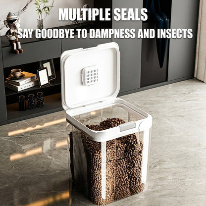 Transparent Airtight Pet Food Storage Container Moisture Proof Sealing Bucket for Cat Dog Food 2.9L-15L