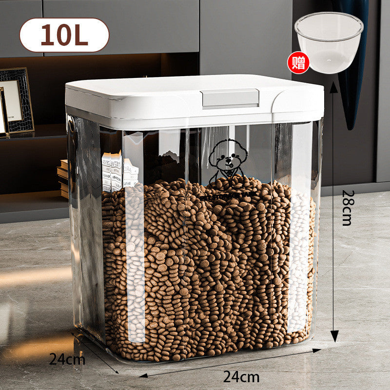 Transparent Airtight Pet Food Storage Container Moisture Proof Sealing Bucket for Cat Dog Food 2.9L-15L