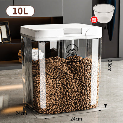 Transparent Airtight Pet Food Storage Container Moisture Proof Sealing Bucket for Cat Dog Food 2.9L-15L