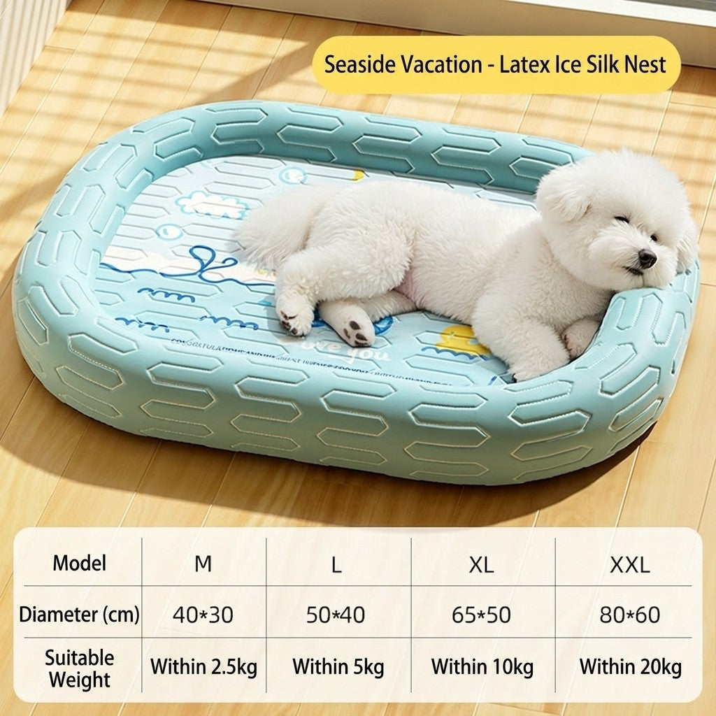 Ice Silk Cooling Pet Bed Cat Dog Summer Sofa Mat Latex Breathable Cooling Pad Katil Kucing Sejuk